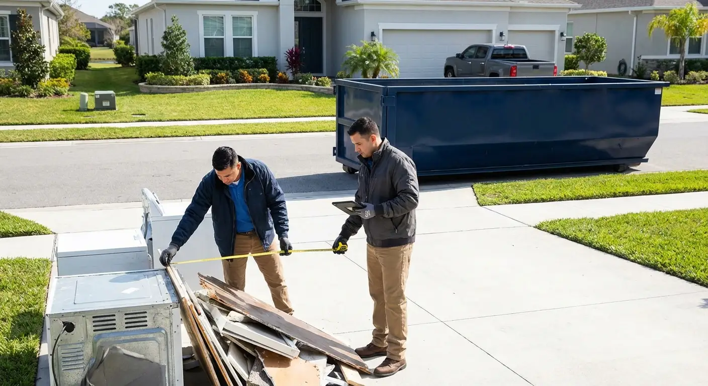 Concrete dumpster rental delivery truck in Arlington Heights, IL