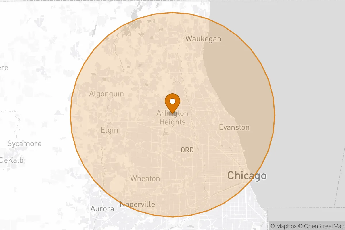 service area service area map in Arlington Heights, IL
